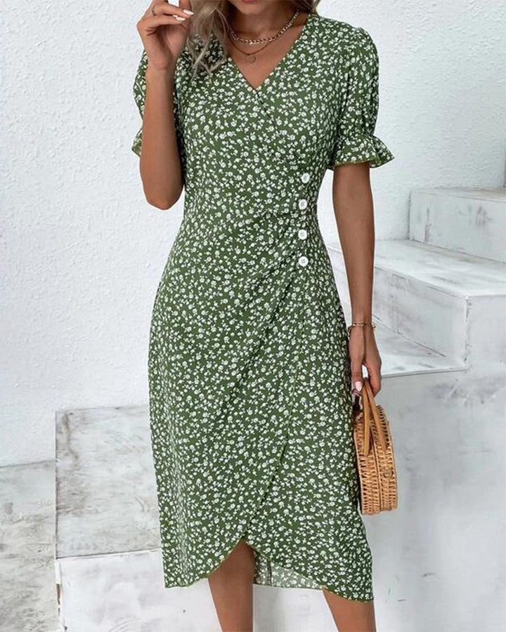 Meredith - Floral V-Neck Dress