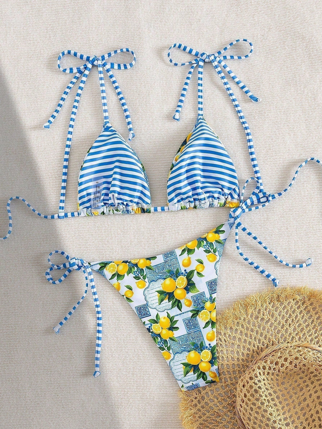 Candace - Lemon Print Triangle Bikini