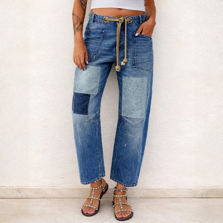 Chloe - Patchwork Drawstring Jeans