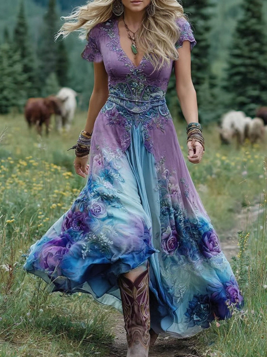 Holly - Short Maxi Floral Dress