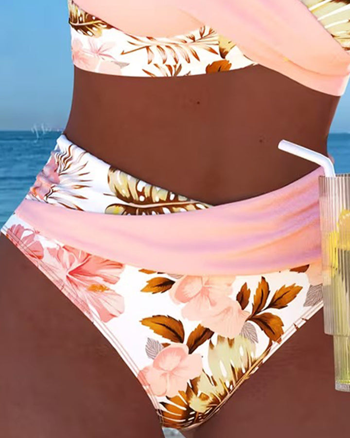 Freya - Bikini with Contrasting Floral Print and Slit