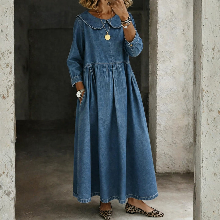 Hallie - Peter Pan Collar Denim Dress