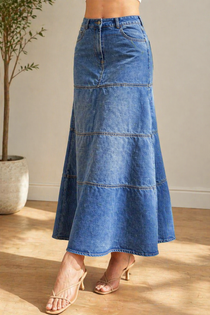 Tracy - Mid-Length Denim Skirt