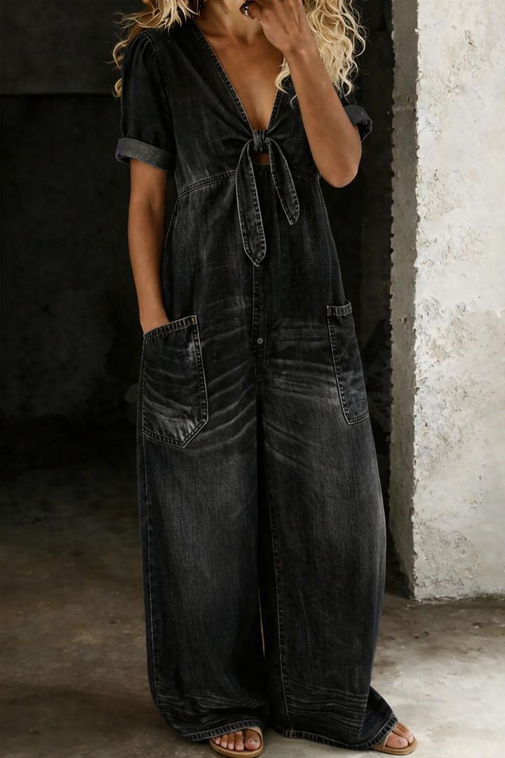 Sophie - Short Sleeve Jumpsuit with V-Neck