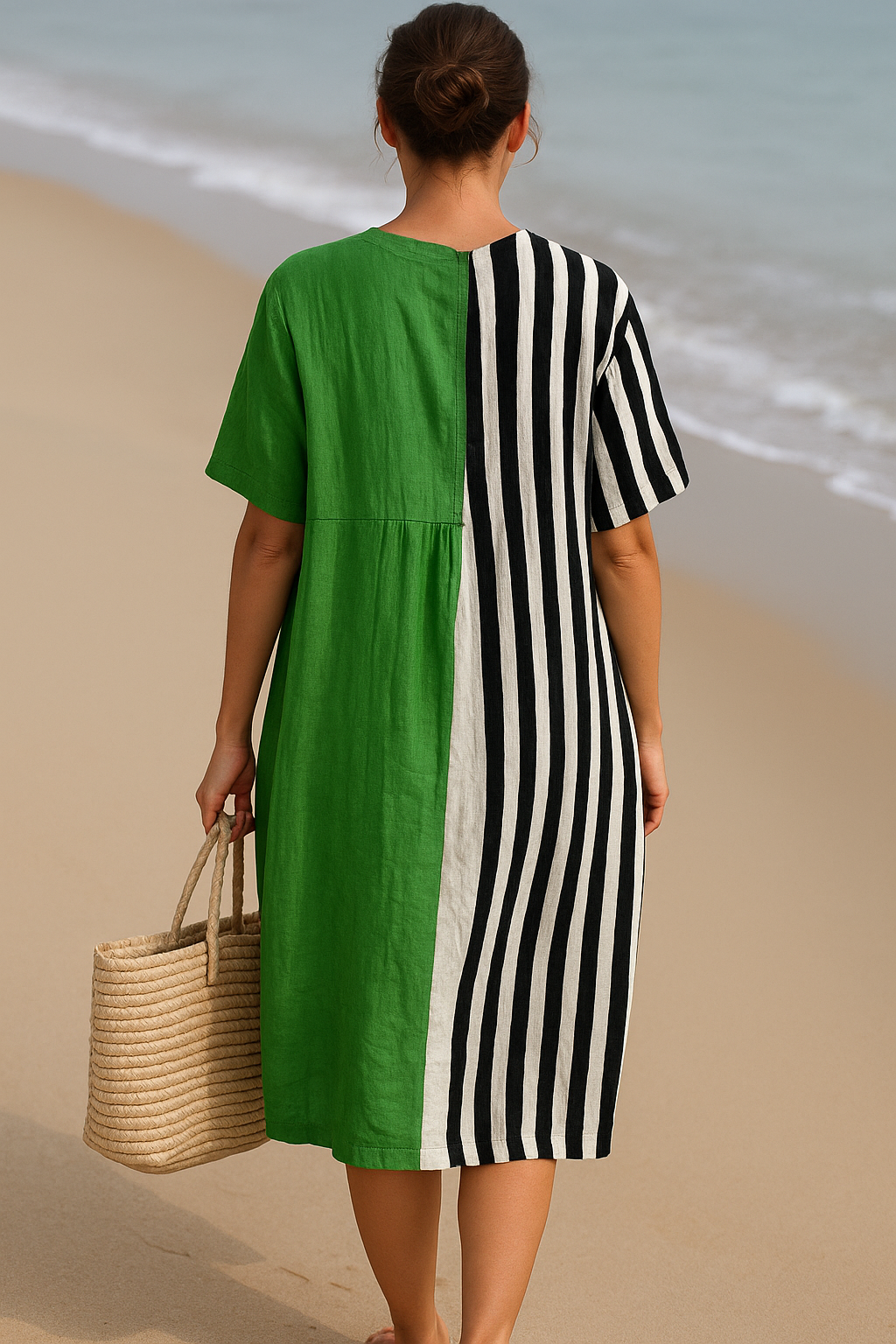 Cassidy - Vibrant Green Dress with Black Stripes