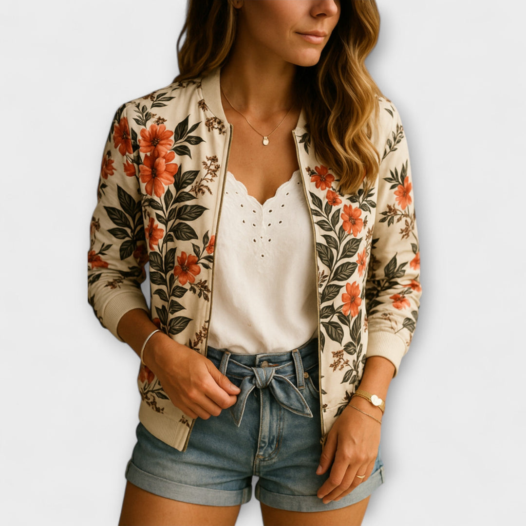 Andreia - Elegant Floral Bomber Jacket