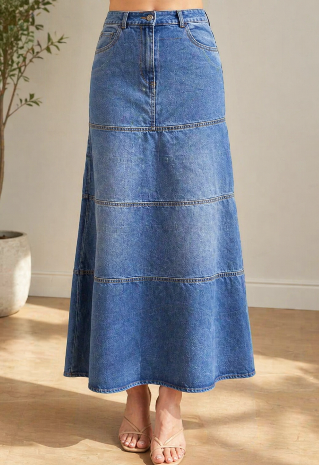Tracy - Mid-Length Denim Skirt