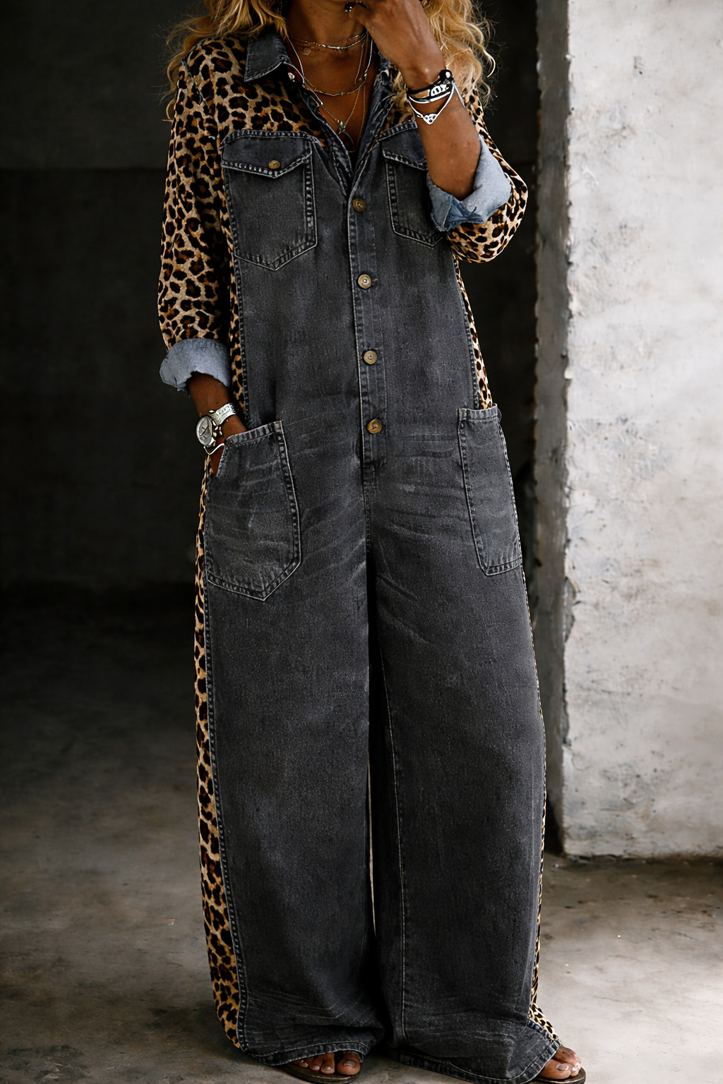 Mackenzie - One Piece Denim Shirt Jumpsuit