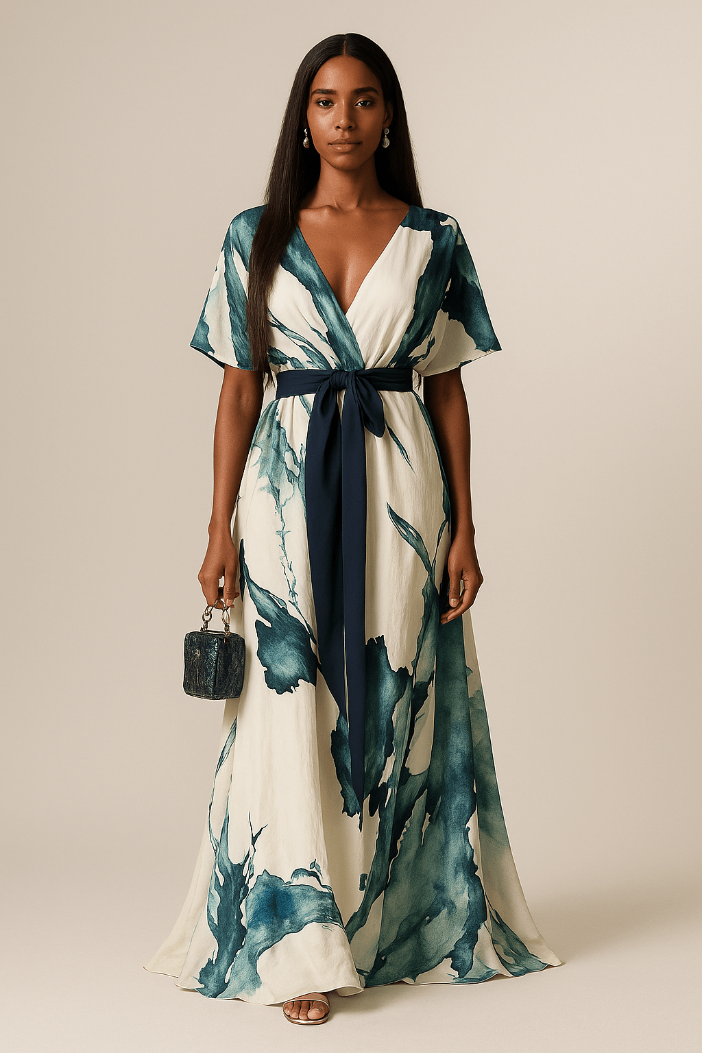 Oakley - Long Dress Watercolour Print