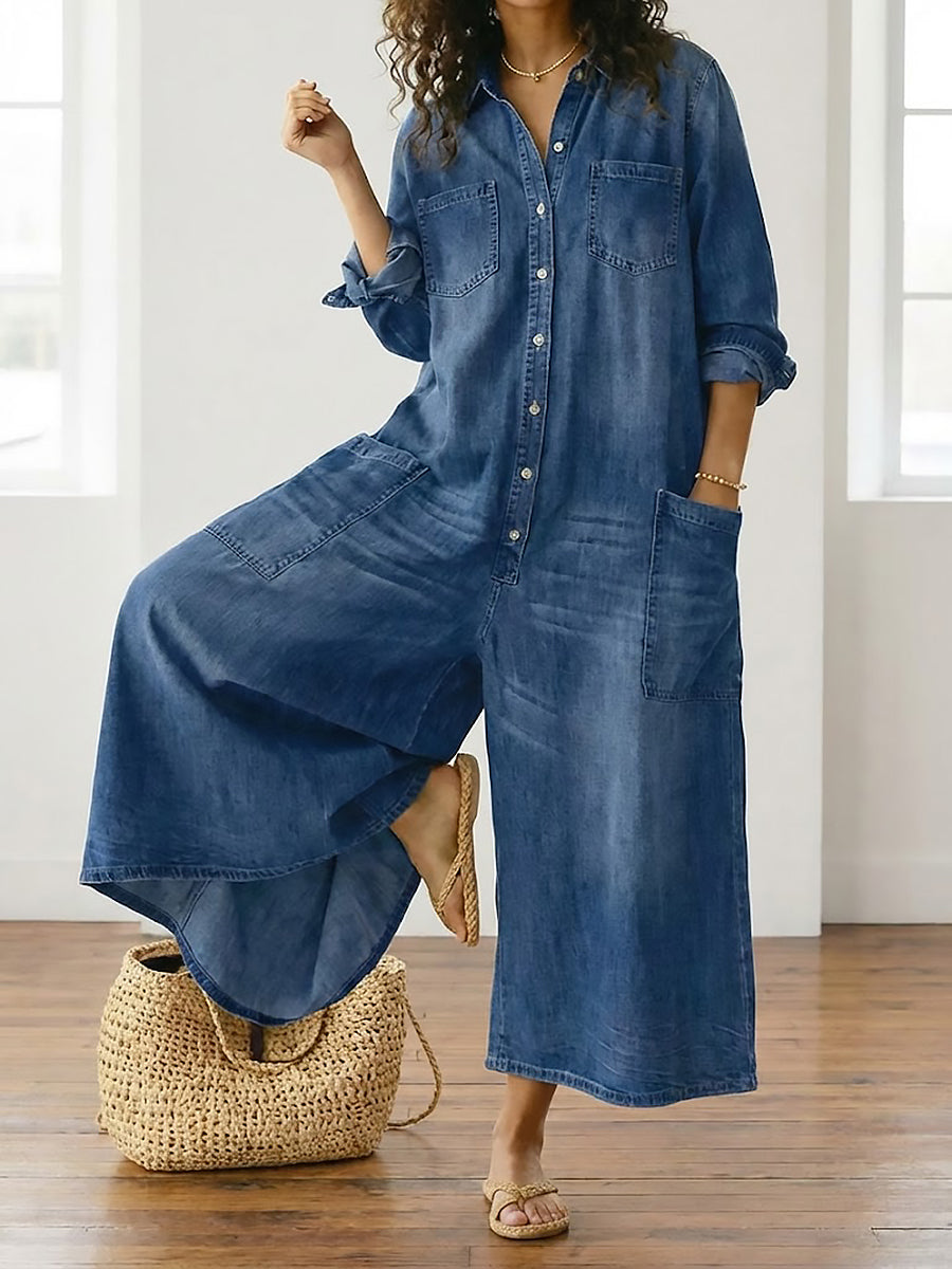 Serenity - Denim Cotton Jumpsuit