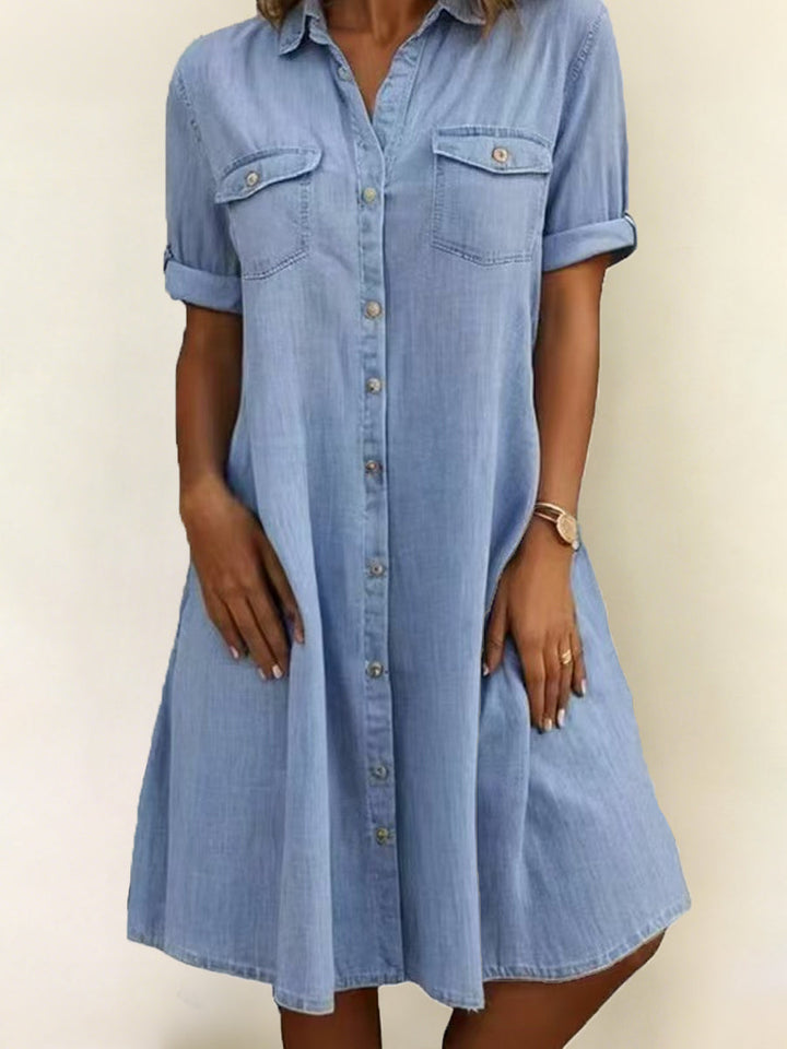 Rebecca - Casual Denim Style Midi Dress